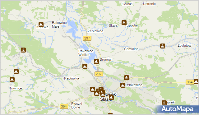 mapa Brunów gmina Lwówek Śląski, Brunów gmina Lwówek Śląski na mapie Targeo