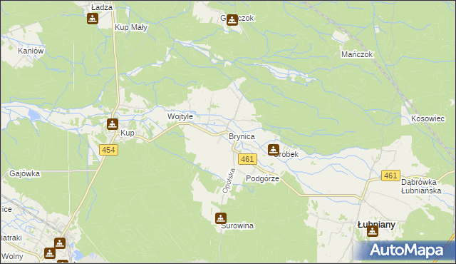 mapa Brynica gmina Łubniany, Brynica gmina Łubniany na mapie Targeo