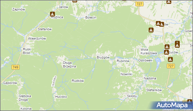 mapa Bryzgów, Bryzgów na mapie Targeo