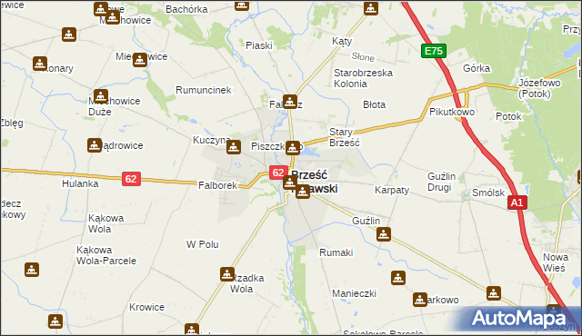 mapa Brześć Kujawski, Brześć Kujawski na mapie Targeo