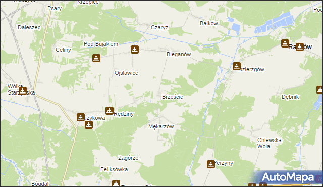 mapa Brzeście gmina Radków, Brzeście gmina Radków na mapie Targeo