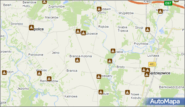 mapa Brzeski gmina Sędziejowice, Brzeski gmina Sędziejowice na mapie Targeo