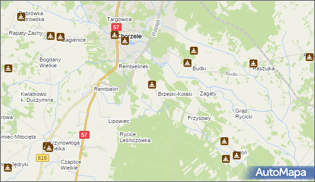 mapa Brzeski-Kołaki, Brzeski-Kołaki na mapie Targeo