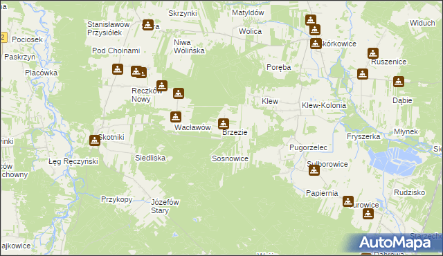 mapa Brzezie gmina Aleksandrów, Brzezie gmina Aleksandrów na mapie Targeo