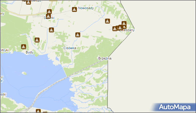 mapa Brzezina gmina Michałowo, Brzezina gmina Michałowo na mapie Targeo