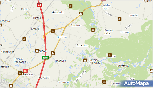 mapa Brzezinko, Brzezinko na mapie Targeo