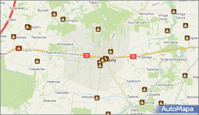 mapa Brzeziny, Brzeziny na mapie Targeo