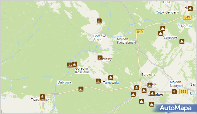 mapa Brzeziny gmina Józefów, Brzeziny gmina Józefów na mapie Targeo