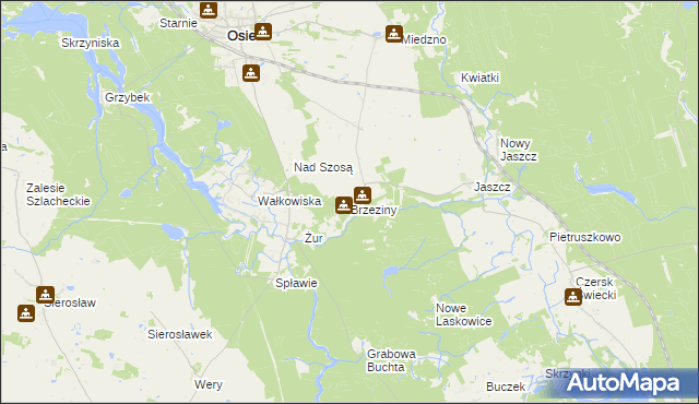 mapa Brzeziny gmina Osie, Brzeziny gmina Osie na mapie Targeo