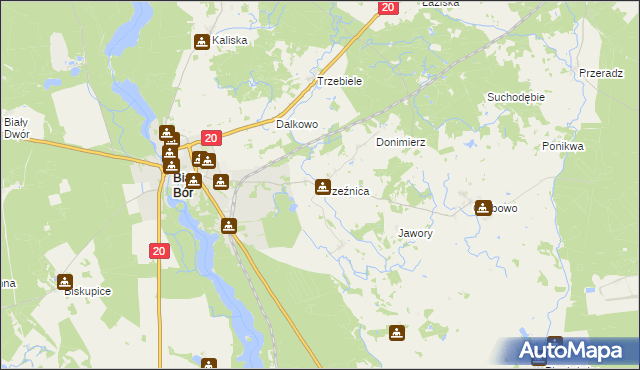 mapa Brzeźnica gmina Biały Bór, Brzeźnica gmina Biały Bór na mapie Targeo