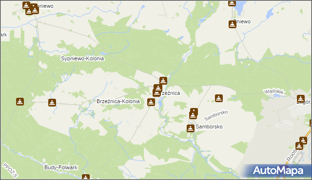 mapa Brzeźnica gmina Jastrowie, Brzeźnica gmina Jastrowie na mapie Targeo