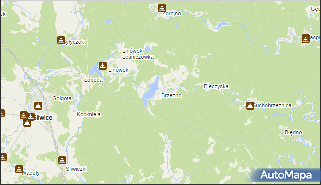 mapa Brzeźno gmina Śliwice, Brzeźno gmina Śliwice na mapie Targeo