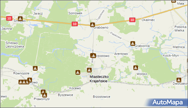 mapa Brzostowo gmina Miasteczko Krajeńskie, Brzostowo gmina Miasteczko Krajeńskie na mapie Targeo