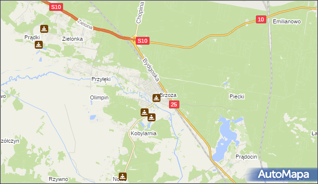 mapa Brzoza gmina Nowa Wieś Wielka, Brzoza gmina Nowa Wieś Wielka na mapie Targeo