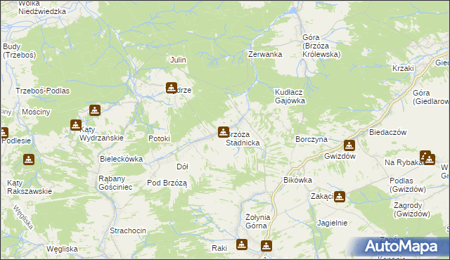 mapa Brzóza Stadnicka, Brzóza Stadnicka na mapie Targeo