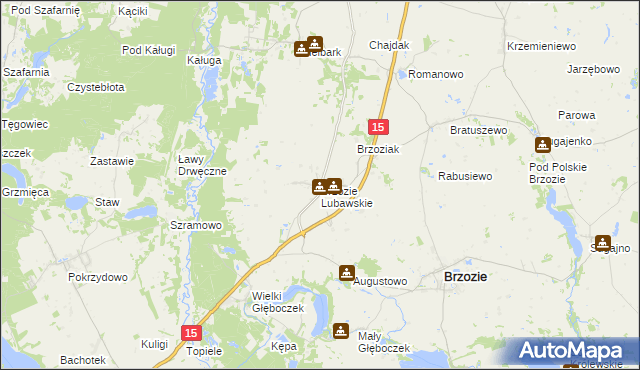 mapa Brzozie Lubawskie, Brzozie Lubawskie na mapie Targeo