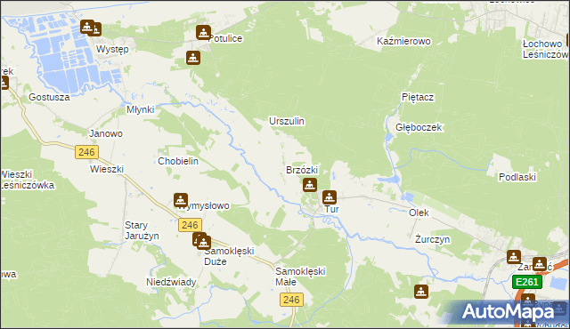 mapa Brzózki gmina Szubin, Brzózki gmina Szubin na mapie Targeo