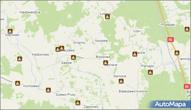 mapa Brzozowa gmina Grajewo, Brzozowa gmina Grajewo na mapie Targeo