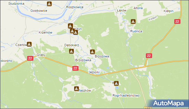 mapa Brzozowa gmina Krzeszyce, Brzozowa gmina Krzeszyce na mapie Targeo