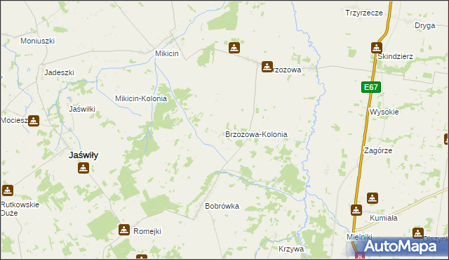 mapa Brzozowa-Kolonia, Brzozowa-Kolonia na mapie Targeo