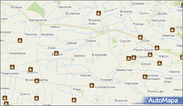 mapa Brzozówek, Brzozówek na mapie Targeo