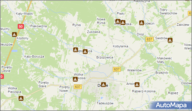 mapa Brzozowica gmina Dobre, Brzozowica gmina Dobre na mapie Targeo