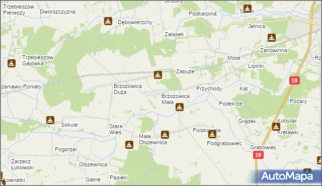 mapa Brzozowica Mała, Brzozowica Mała na mapie Targeo