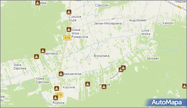 mapa Brzozówka gmina Czosnów, Brzozówka gmina Czosnów na mapie Targeo