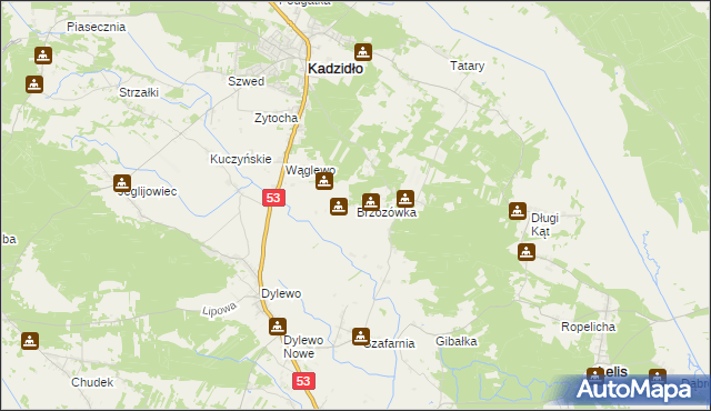 mapa Brzozówka gmina Kadzidło, Brzozówka gmina Kadzidło na mapie Targeo