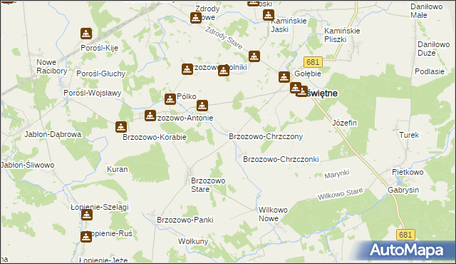 mapa Brzozowo-Chrzczony, Brzozowo-Chrzczony na mapie Targeo