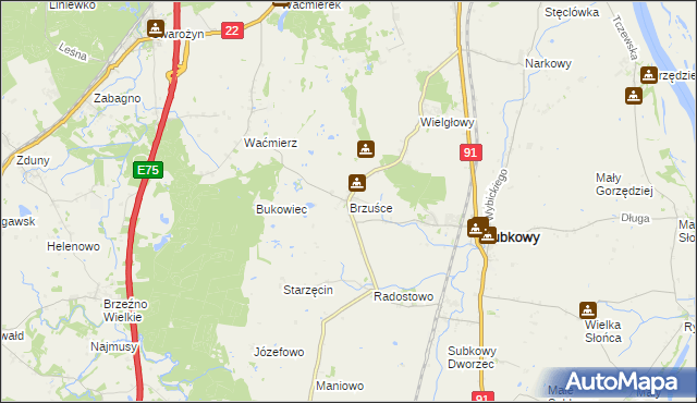 mapa Brzuśce, Brzuśce na mapie Targeo