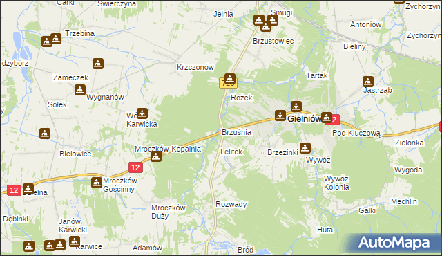 mapa Brzuśnia, Brzuśnia na mapie Targeo