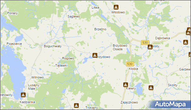 mapa Brzydowo gmina Świątki, Brzydowo gmina Świątki na mapie Targeo