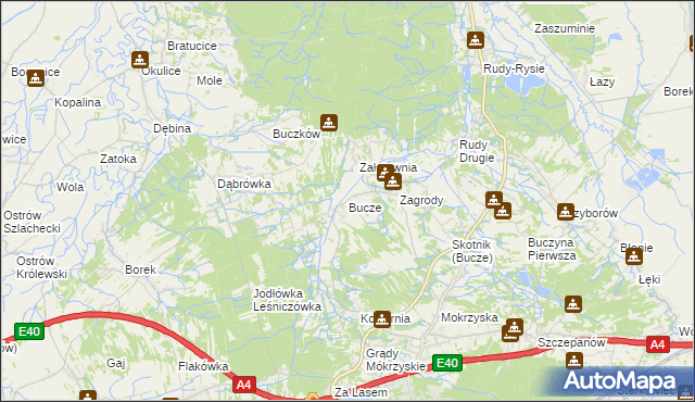 mapa Bucze gmina Brzesko, Bucze gmina Brzesko na mapie Targeo