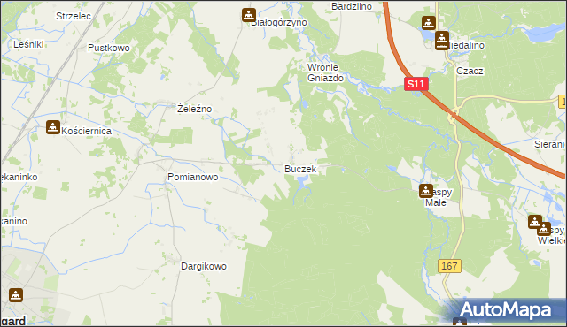 mapa Buczek gmina Białogard, Buczek gmina Białogard na mapie Targeo