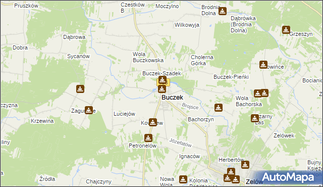 mapa Buczek powiat łaski, Buczek powiat łaski na mapie Targeo