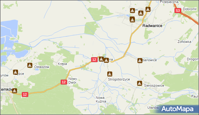 mapa Buczyna gmina Radwanice, Buczyna gmina Radwanice na mapie Targeo