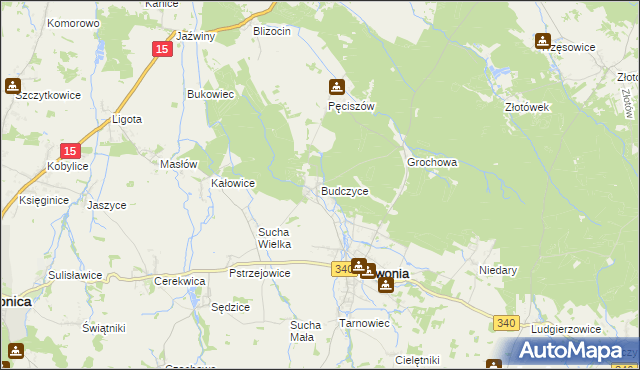 mapa Budczyce, Budczyce na mapie Targeo