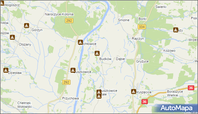 mapa Budków gmina Wińsko, Budków gmina Wińsko na mapie Targeo