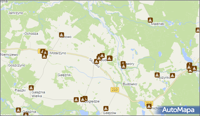 mapa Budowo, Budowo na mapie Targeo