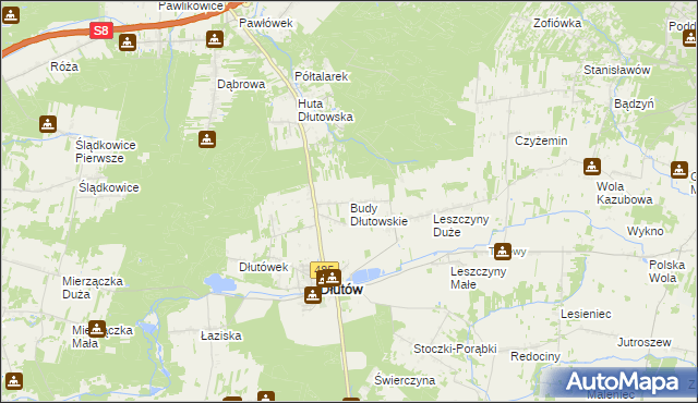 mapa Budy Dłutowskie, Budy Dłutowskie na mapie Targeo