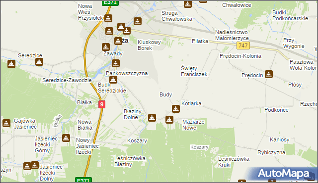 mapa Budy gmina Iłża, Budy gmina Iłża na mapie Targeo