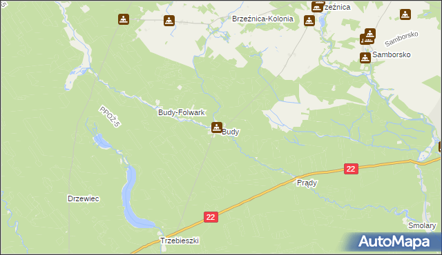 mapa Budy gmina Jastrowie, Budy gmina Jastrowie na mapie Targeo