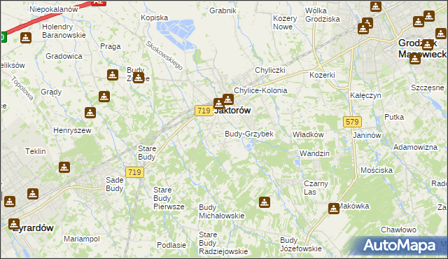 mapa Budy-Grzybek, Budy-Grzybek na mapie Targeo