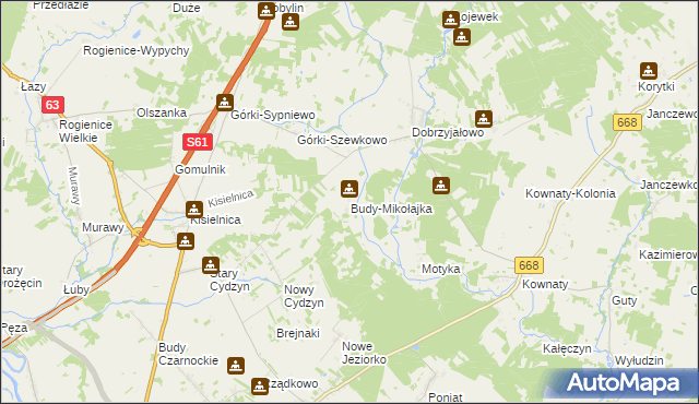 mapa Budy-Mikołajka, Budy-Mikołajka na mapie Targeo