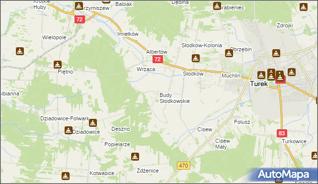 mapa Budy Słodkowskie, Budy Słodkowskie na mapie Targeo