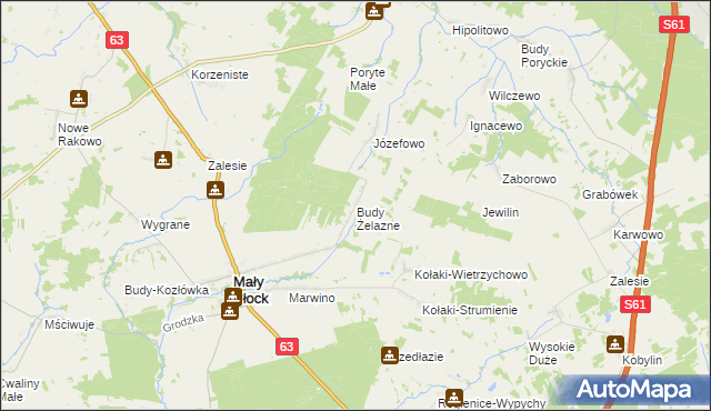 mapa Budy Żelazne, Budy Żelazne na mapie Targeo