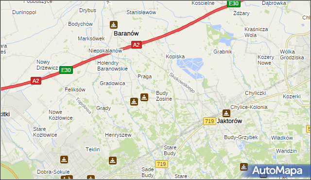 mapa Budy Zosine, Budy Zosine na mapie Targeo