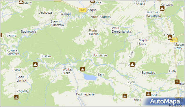 mapa Budziarze, Budziarze na mapie Targeo