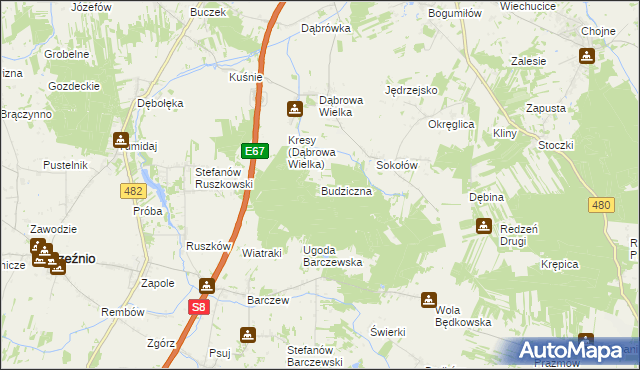 mapa Budziczna, Budziczna na mapie Targeo